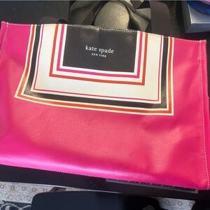 Kate Spade Fuchsia and Brown coated canvas Diaper Tote